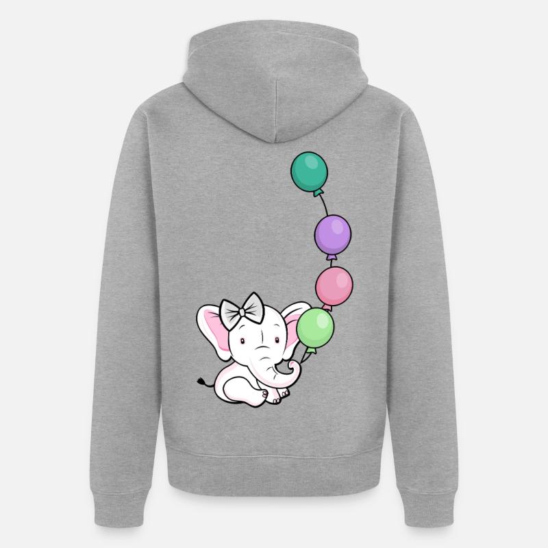 Éléphant ballon avec arc - Veste à capuche bio Premium Unisexe - gris chiné