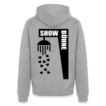 Chor Bühne Duschen - Unisex Premium Bio Zip Hoodie - Grau meliert - Hinten - Nico (187cm)
