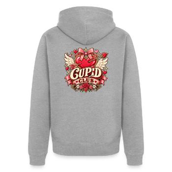 Cupid Club – Romantisches Herz mit Flügeln - Unisex Premium Bio Zip Hoodie - Grau meliert - Hinten - Nico (187cm)
