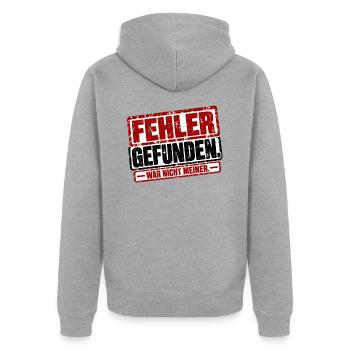 Fehler gefunden. War nicht meiner - Unisex Premium Bio Zip Hoodie - Grau meliert - Hinten - Nico (187cm)