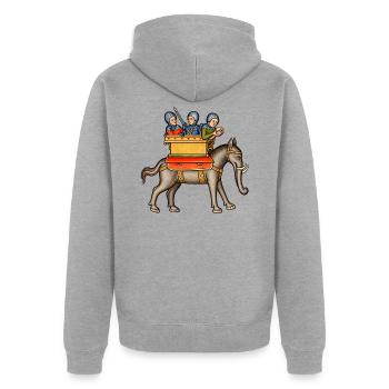 Eleazar Makkabäus und der Kriegselefant - Unisex Premium Bio Zip Hoodie - Grau meliert - Hinten - Nico (187cm)