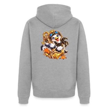 Königliche Möwe Nautik‑Schmuck - Unisex Premium Bio Zip Hoodie - Grau meliert - Hinten - Nico (187cm)