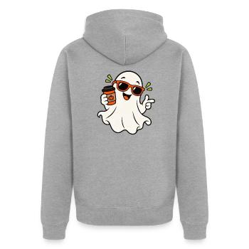 Elfe - Unisex Premium Bio Zip Hoodie - Grau meliert - Hinten - Nico (187cm)