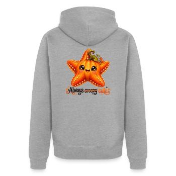 Fuchsfisch-Seestern - Unisex Premium Bio Zip Hoodie - Grau meliert - Hinten - Nico (187cm)