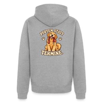 Pfoten statt Termine - Golden Retriever - Unisex Premium Bio Zip Hoodie - Grau meliert - Hinten - Nico (187cm)