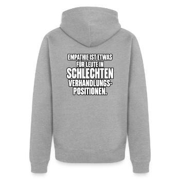 Empathie in Verhandlungssituationen - Unisex Premium Bio Zip Hoodie - Grau meliert - Hinten - Nico (187cm)