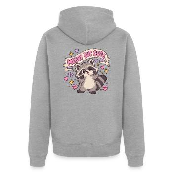 Messy But Cute Kawaii-Waschbär - Unisex Premium Bio Zip Hoodie - Grau meliert - Hinten - Nico (187cm)