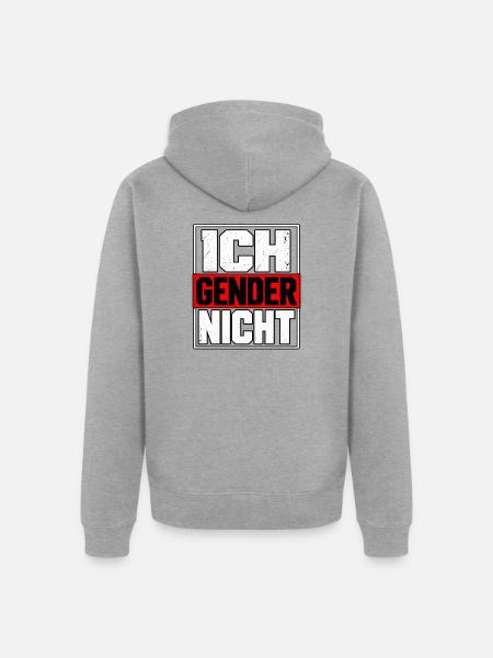 Ich gender nicht – Statement Spruch - Unisex Premium Bio Zip Hoodie - Grau meliert