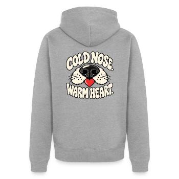 Cold Nose. Warm Heart. – Hundeliebe - Unisex Premium Bio Zip Hoodie - Grau meliert - Hinten - Nico (187cm)