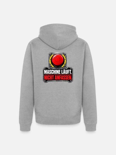 Maschine läuft nicht anfassen - Unisex Premium Bio Zip Hoodie - Grau meliert