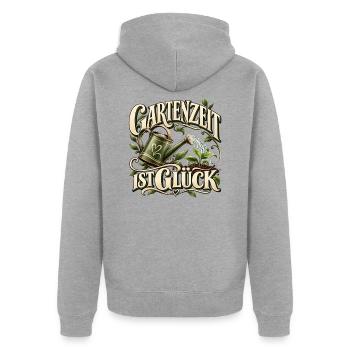 Gartenzeit ist Glück Geschenk Hobbygärtner Garten - Unisex Premium Bio Zip Hoodie - Grau meliert - Hinten - Nico (187cm)