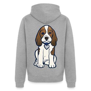 Illustration des Beagle-Herz-Welpen - Unisex Premium Bio Zip Hoodie - Grau meliert - Hinten - Nico (187cm)