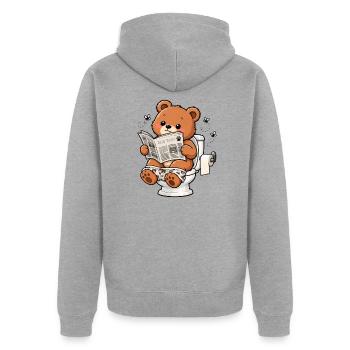 Bärenjunges - Unisex Premium Bio Zip Hoodie - Grau meliert - Hinten - Nico (187cm)