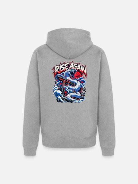 Rise Again Drachengeist Torii - Unisex Premium Bio Zip Hoodie - Grau meliert