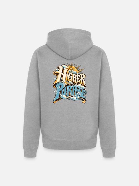 Higher Purpose Wolken Design - Unisex Premium Bio Zip Hoodie - Grau meliert