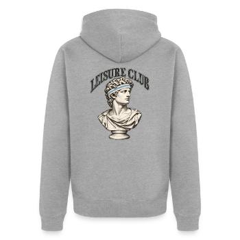 Leisure Club klassische Büstengrafik - Unisex Premium Bio Zip Hoodie - Grau meliert - Hinten - Nico (187cm)