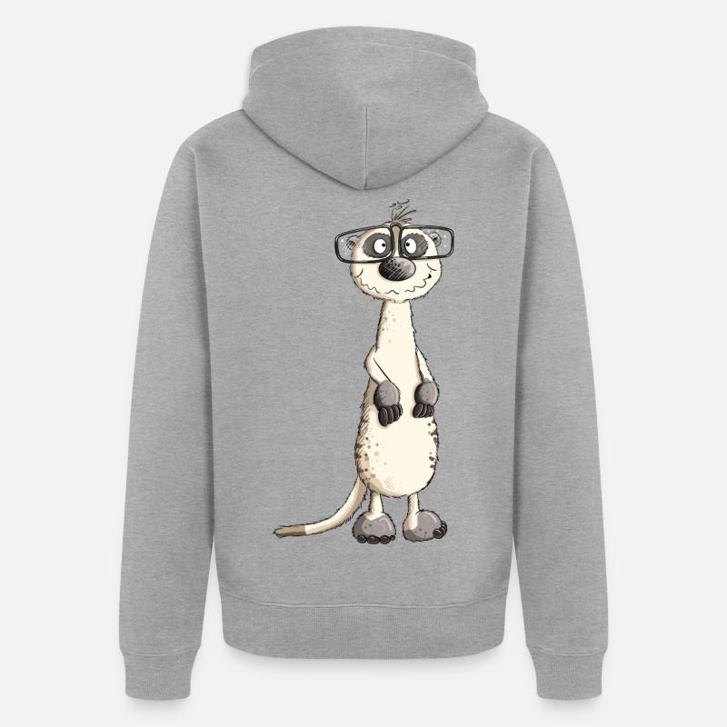 Lustiges Nerdmännchen Erdmännchen I Nerd - Unisex Premium Bio Zip Hoodie - Grau meliert