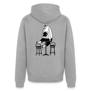 Wandmalereien - Unisex Premium Bio Zip Hoodie - Grau meliert - Hinten - Nico (187cm)