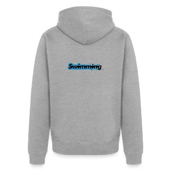 Swimming - Unisex Premium Bio Zip Hoodie - Grau meliert - Hinten - Nico (187cm)