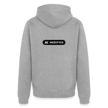 AI Modified - Unisex Premium Organic Zip Hoodie - heather grey - Back - Nico (187cm)