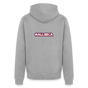 Mallorca - Unisex Premium Bio Zip Hoodie - Grau meliert - Hinten - Nico (187cm)