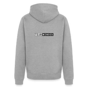 Team Member - Unisex Premium Organic Zip Hoodie - heather grey - Back - Nico (187cm)