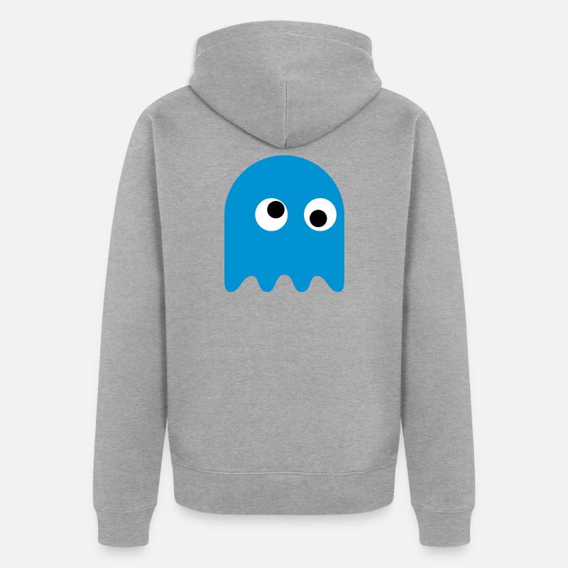Game Classics Ghost - Unisex Premium Bio Zip Hoodie - Grau meliert