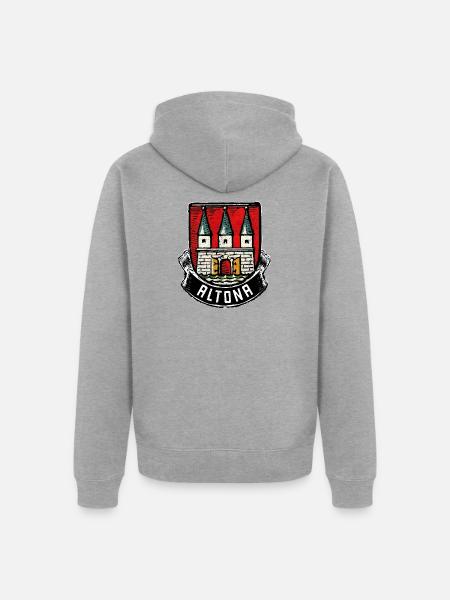Hamburg Altona Wappen Flagge - Unisex Premium Bio Zip Hoodie - Grau meliert