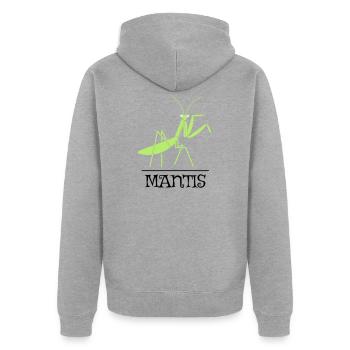 Gottesanbeterin – Illustration für Naturfreunde - Unisex Premium Bio Zip Hoodie - Grau meliert - Hinten - Nico (187cm)