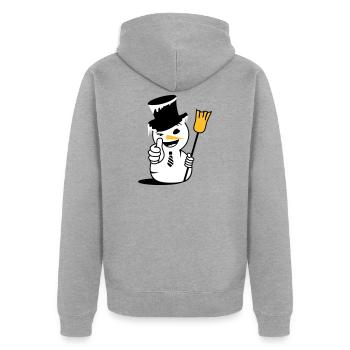Un bonhomme de neige cool avec le pouce vers le haut - Veste à capuche bio Premium Unisexe - gris chiné - Dos - Nico (187cm)