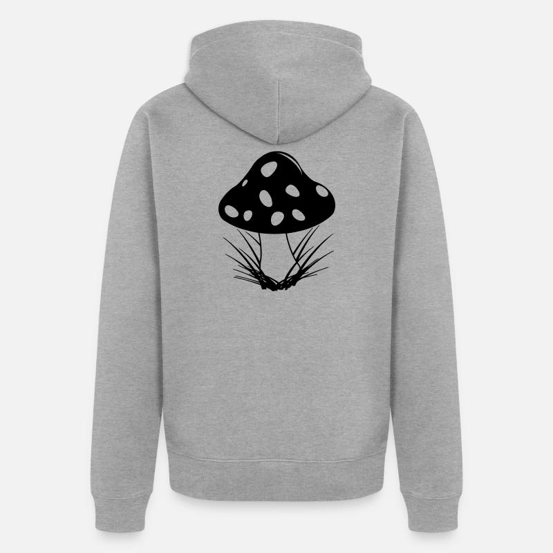 Champignon d’automne avec des points blancs - Veste à capuche bio Premium Unisexe - gris chiné