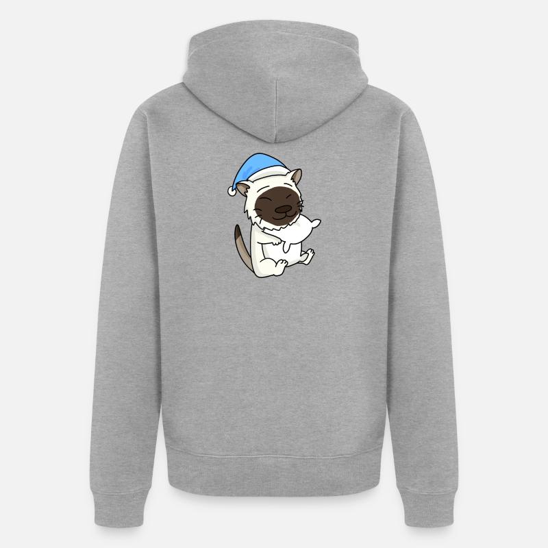 Chat race de chat Birmanie - Veste à capuche bio Premium Unisexe - gris chiné