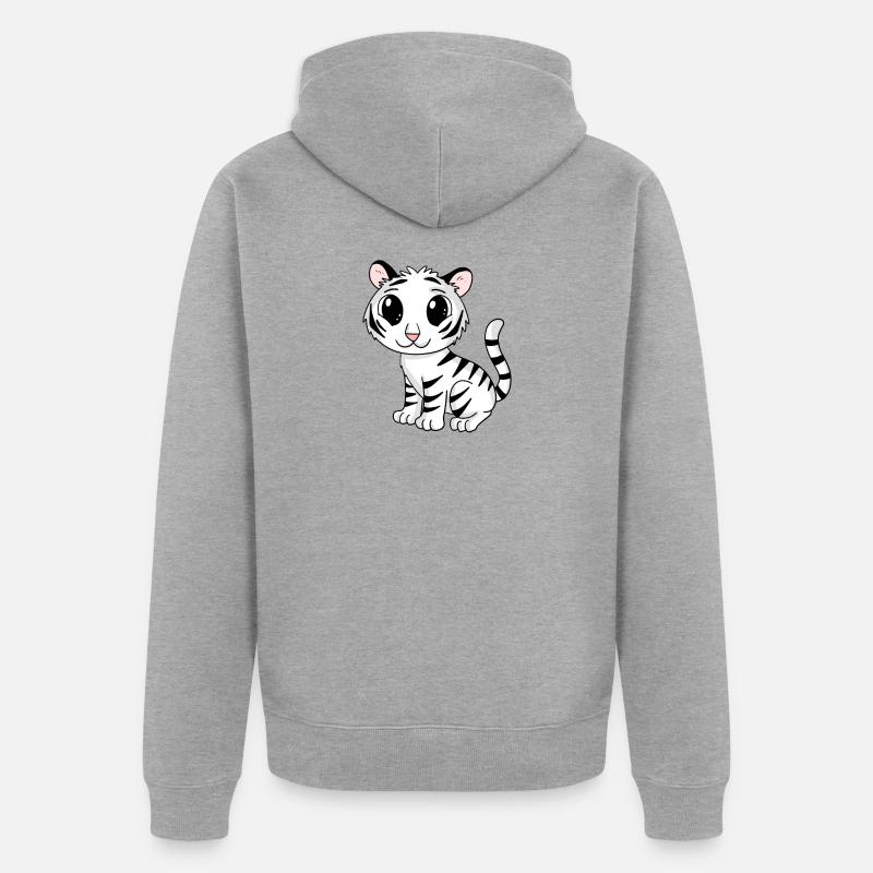 tigre blanc - Veste à capuche bio Premium Unisexe - gris chiné