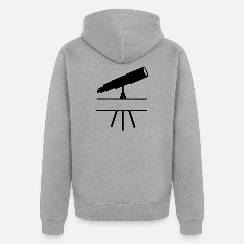 Teleskop-Schattenbild mit Leerzeichen oder Balken - Unisex Premium Bio Zip Hoodie - Grau meliert