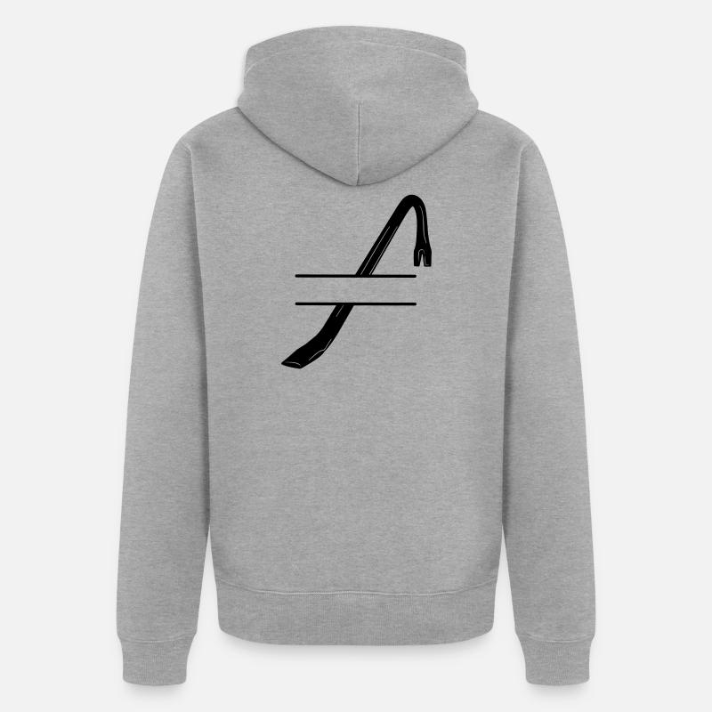 Einbruchslogo Brechstange oder Brechstange - Unisex Premium Bio Zip Hoodie - Grau meliert
