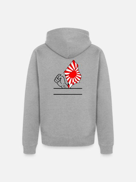 Faust mit aufgehender Sonne Flagge 2 - Unisex Premium Bio Zip Hoodie - Grau meliert