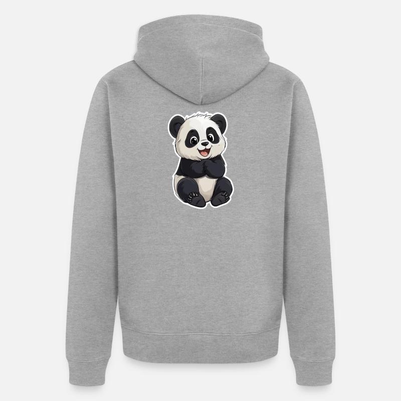 Ours panda mignon - Veste à capuche bio Premium Unisexe - gris chiné