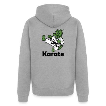 Karate Drache - Unisex Premium Bio Zip Hoodie - Grau meliert - Hinten - Nico (187cm)