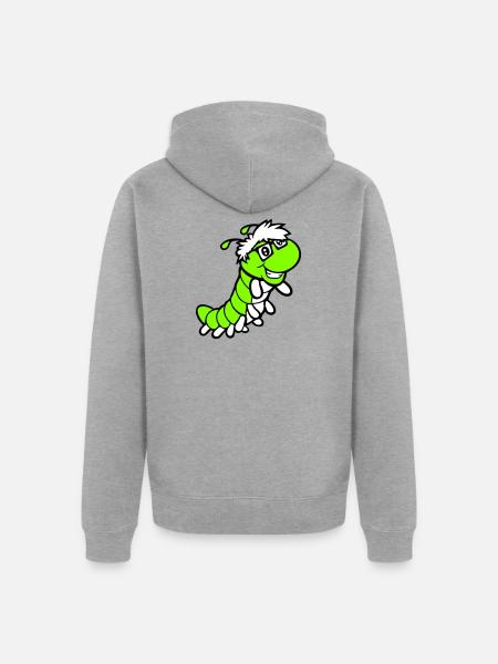 Nerd Raupe Intelligent Geek Wurm Hornbrille schlau - Unisex Premium Bio Zip Hoodie - Grau meliert