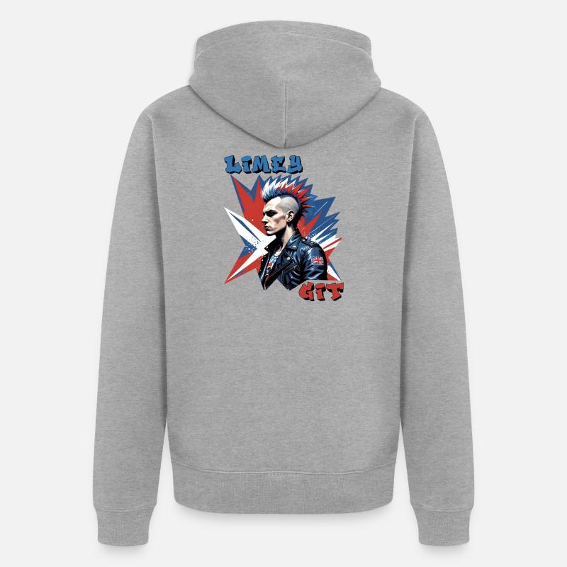 Limey Git British Punk Style Graphique - Veste à capuche bio Premium Unisexe - gris chiné