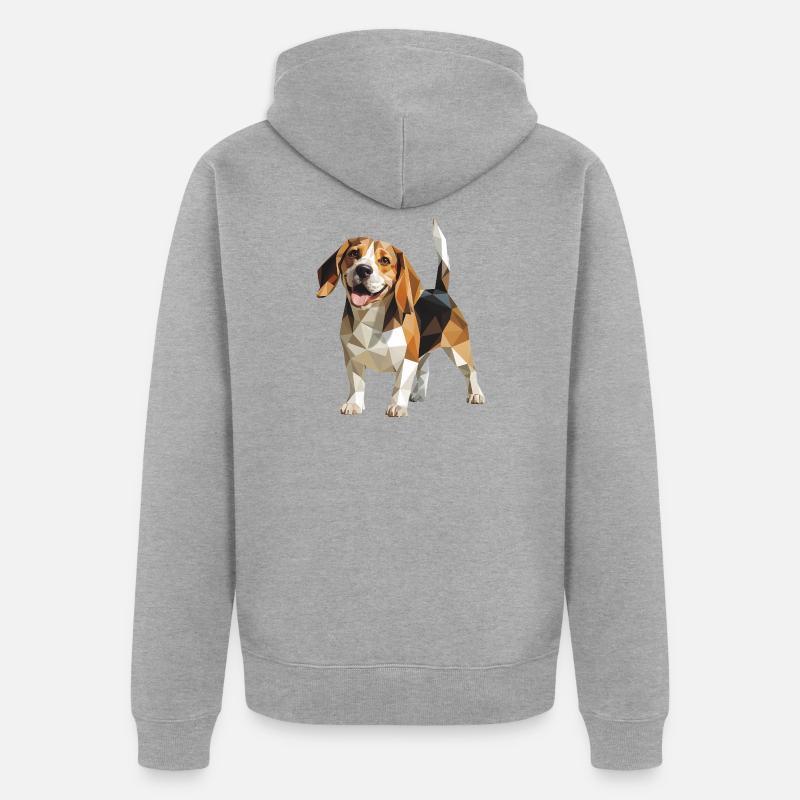 Beagle - Cooles Low Poly Logo - Unisex Premium Bio Zip Hoodie - Grau meliert