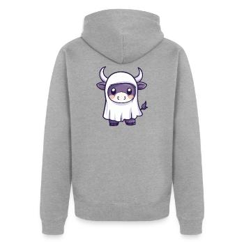 Bull Halloween fantôme - Veste à capuche bio Premium Unisexe - gris chiné - Dos - Nico (187cm)