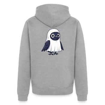 Corbeau Corbeau Halloween Fantôme - Veste à capuche bio Premium Unisexe - gris chiné - Dos - Nico (187cm)