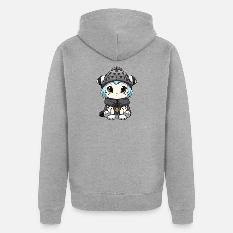 Bébé léopard des neiges léopard d’hiver - Veste à capuche bio Premium Unisexe - gris chiné