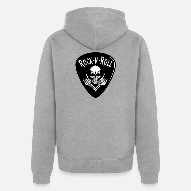 Crâne Rock N Roll Sur Noir - Veste à capuche bio Premium Unisexe - gris chiné