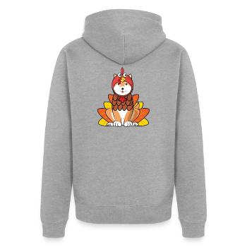 Shiba Inu Thanksgiving Turquie Costume Tenue de chien - Veste à capuche bio Premium Unisexe - gris chiné - Dos - Nico (187cm)