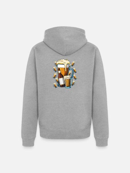 Bierfreude Krug Illustration - Unisex Premium Bio Zip Hoodie - Grau meliert