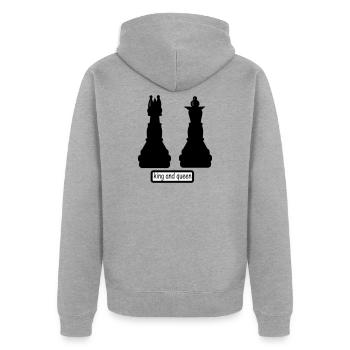 king_and_queen - Unisex Premium Bio Zip Hoodie - Grau meliert - Hinten - Nico (187cm)