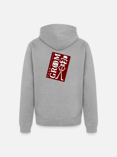Team Groom Gentleman Rot - Unisex Premium Bio Zip Hoodie - Grau meliert