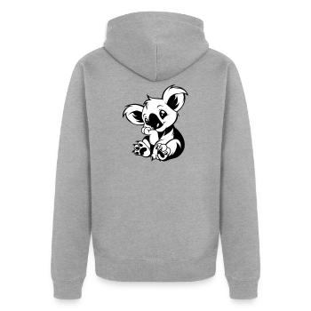 Cute koala sitting playfully - Unisex Premium Organic Zip Hoodie - heather grey - Back - Nico (187cm)